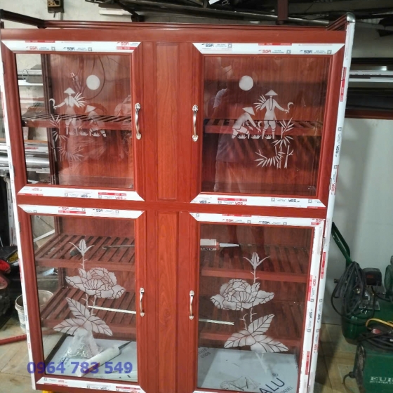 Dịch vụ làm tủ chén nhôm kính theo yêu cầu tại Củ Chi
